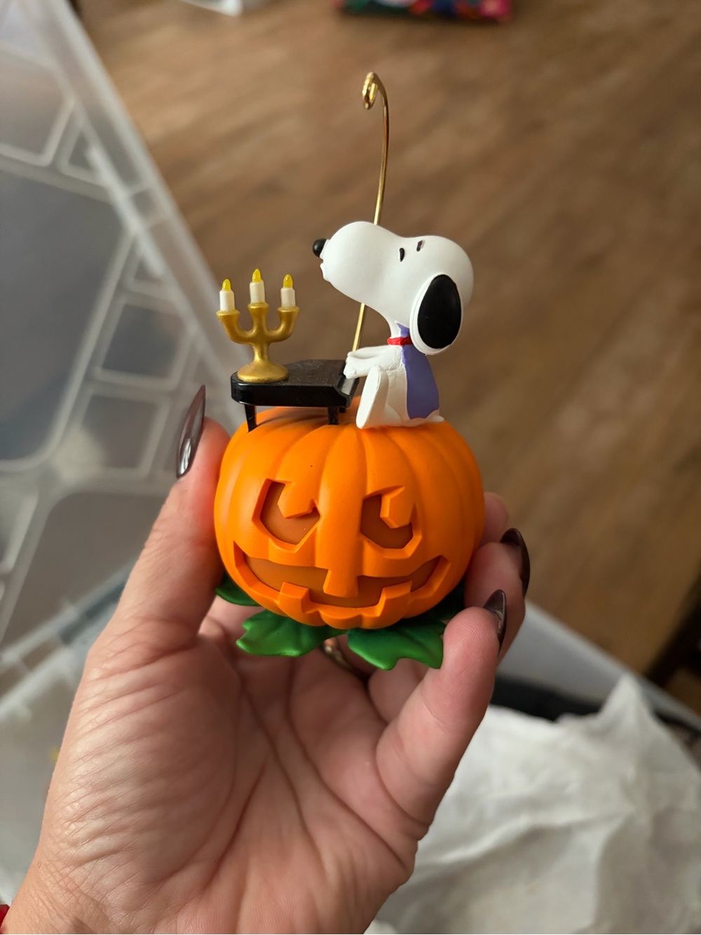 Peanuts Snoopy Halloween Pumpkin Dog Figurine Ornament - Orange